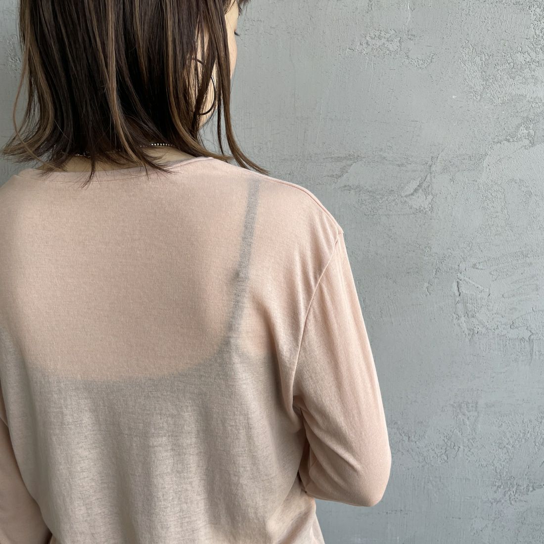 Jeans Factory Clothes [ジーンズファクトリークローズ] インナーシアーTシャツ [21254063] 013 ﾋﾟﾝｸ &&モデル身長：158cm 着用サイズ：F&&