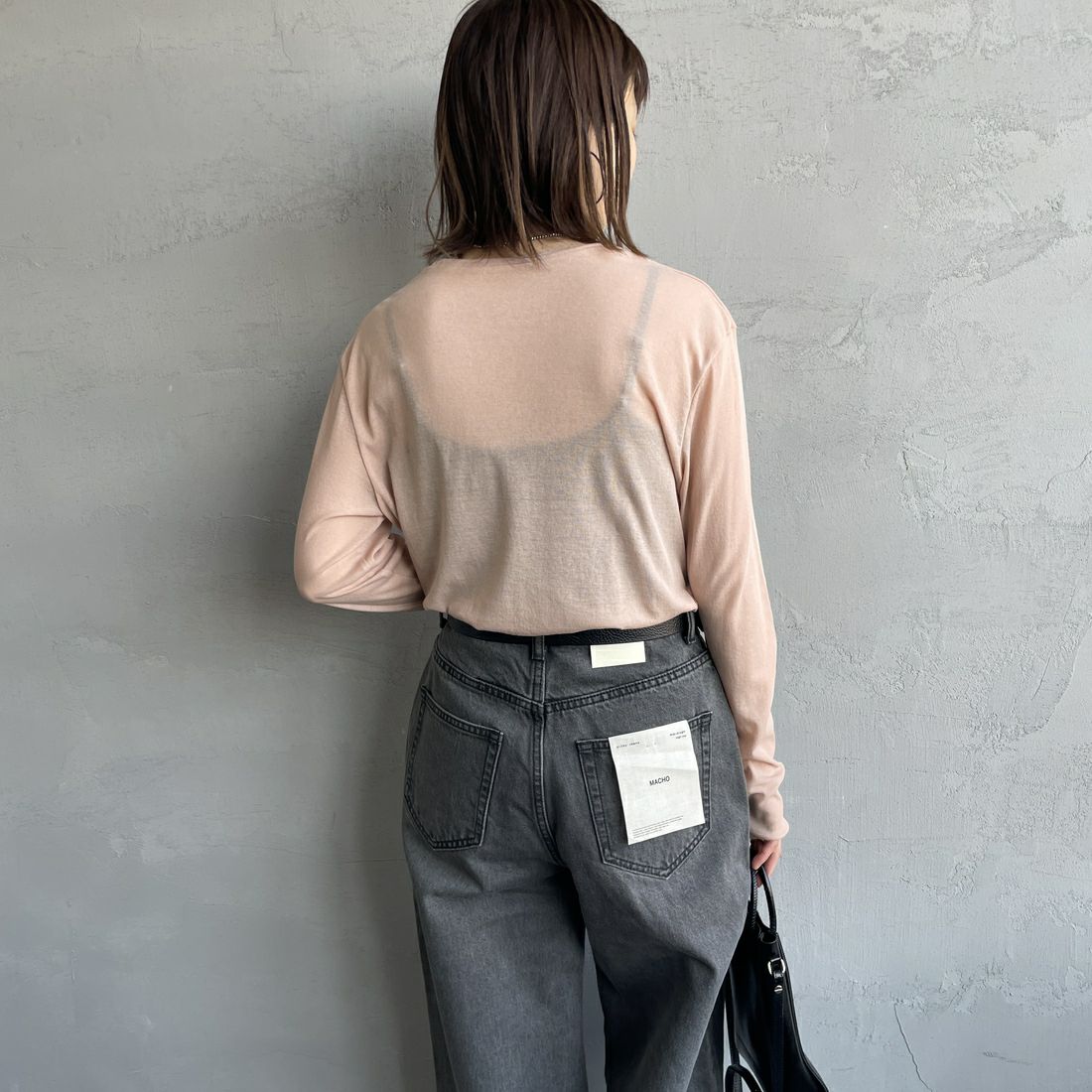 Jeans Factory Clothes [ジーンズファクトリークローズ] インナーシアーTシャツ [21254063] 013 ﾋﾟﾝｸ &&モデル身長：158cm 着用サイズ：F&& &&モデル身長：158cm 着用サイズ：F&&