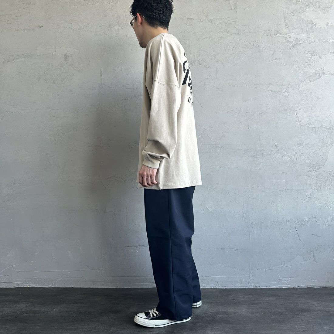 RVCA [ルーカ] クリプトシールド ロングスリーブTシャツ [BF041-152] LGK &&モデル身長：168cm 着用サイズ：L&&