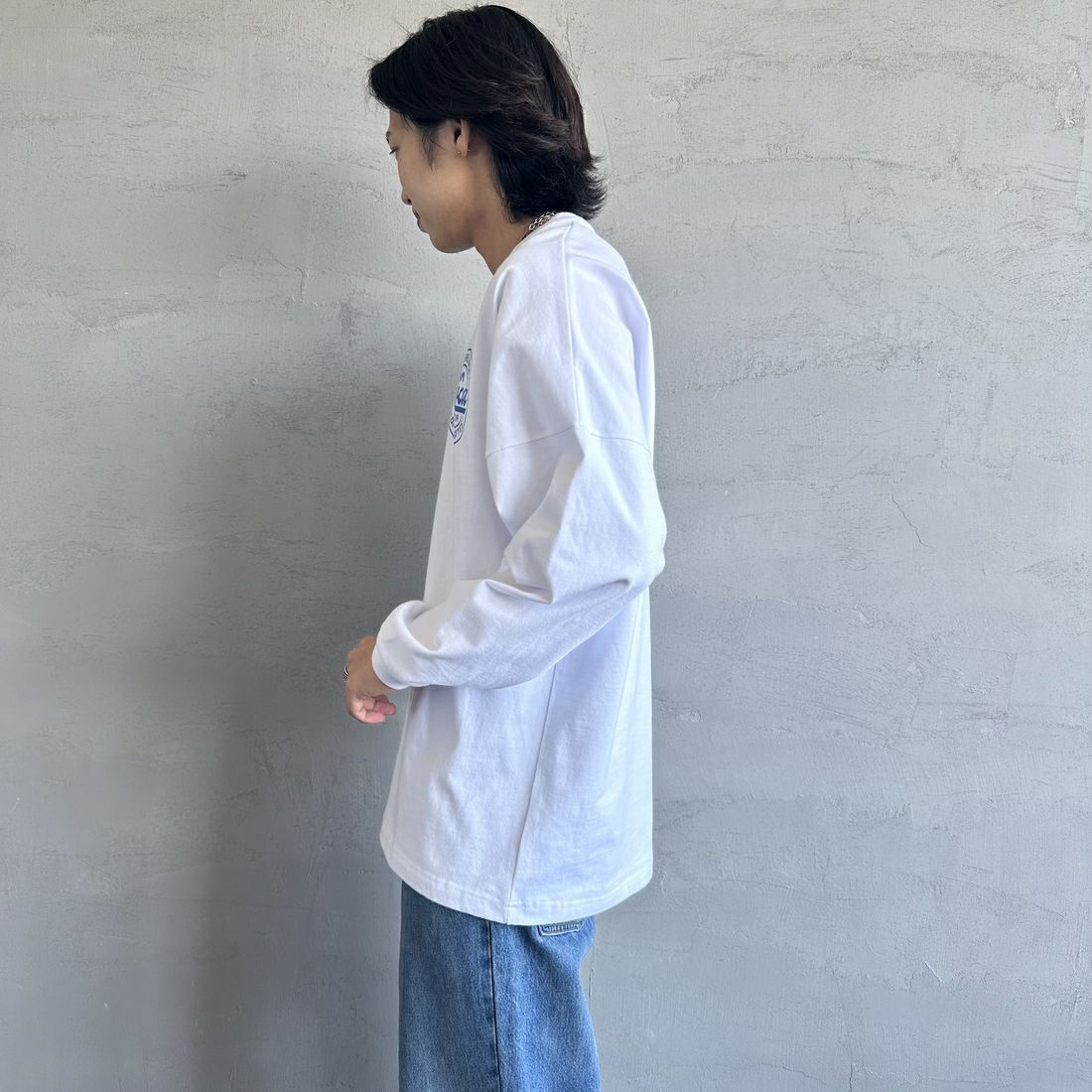 RVCA [ルーカ] クリプトシールド ロングスリーブTシャツ [BF041-152] WHT &&モデル身長：179cm 着用サイズ：M&&