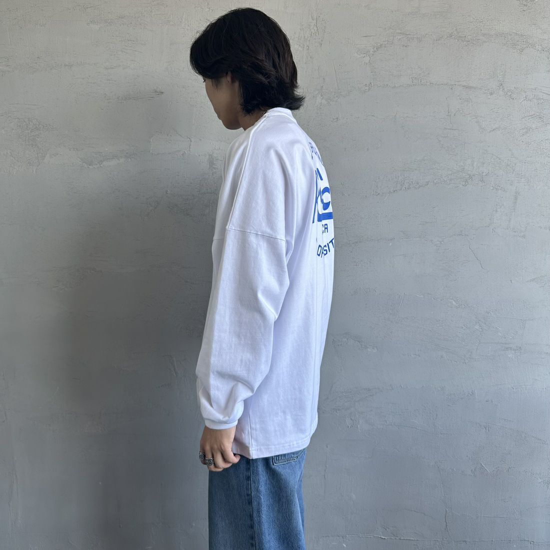 RVCA [ルーカ] クリプトシールド ロングスリーブTシャツ [BF041-152] WHT &&モデル身長：179cm 着用サイズ：L&&
