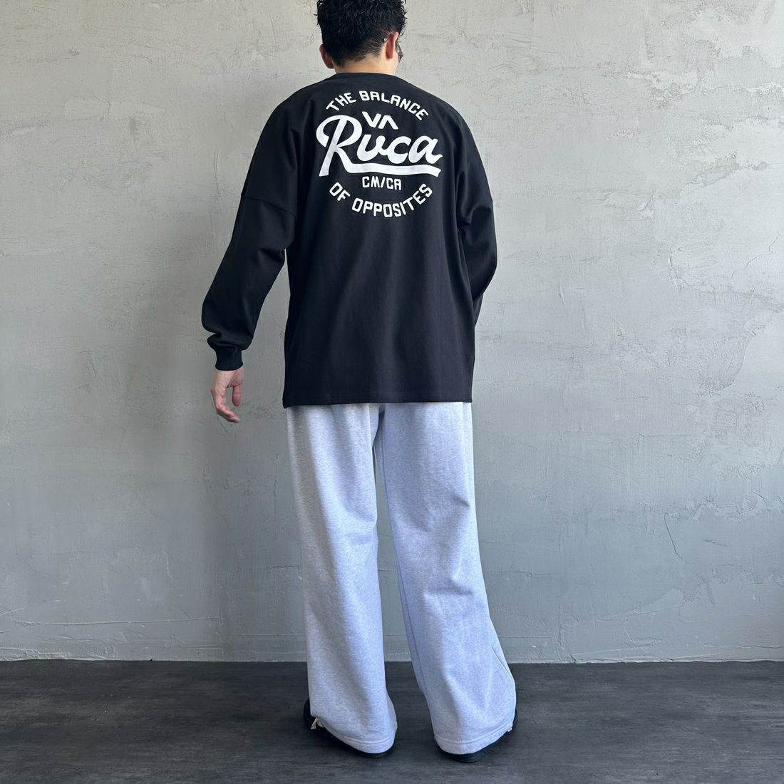 RVCA [ルーカ] クリプトシールド ロングスリーブTシャツ [BF041-152] BLK &&モデル身長：168cm 着用サイズ：M&&