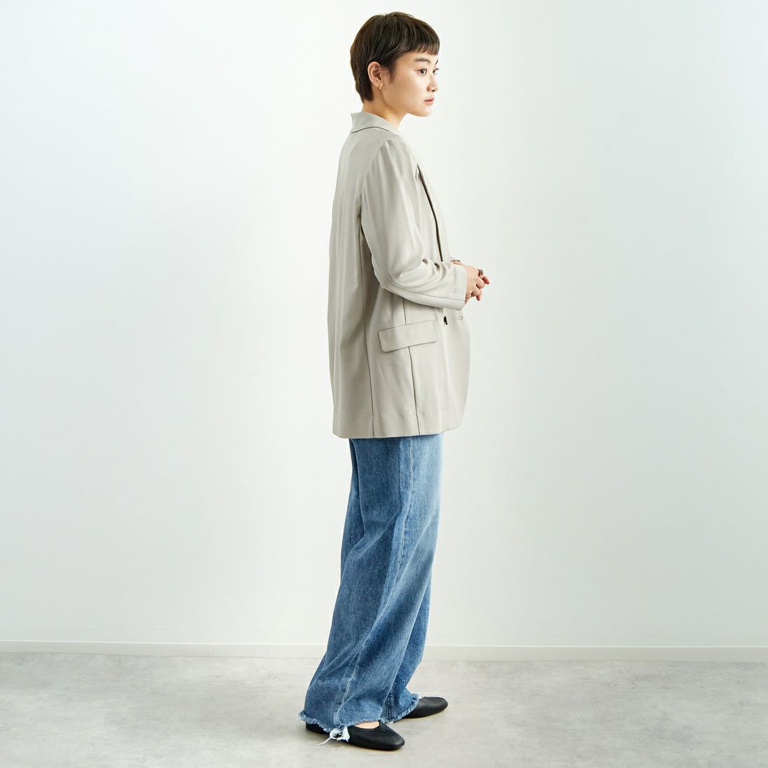 Jeans Factory Clothes [ジーンズファクトリークローズ] ダブルジャケット [8859206-01] 11 ﾗｲﾄｸﾞﾚｰ &&モデル身長：160cm 着用サイズ：F&&