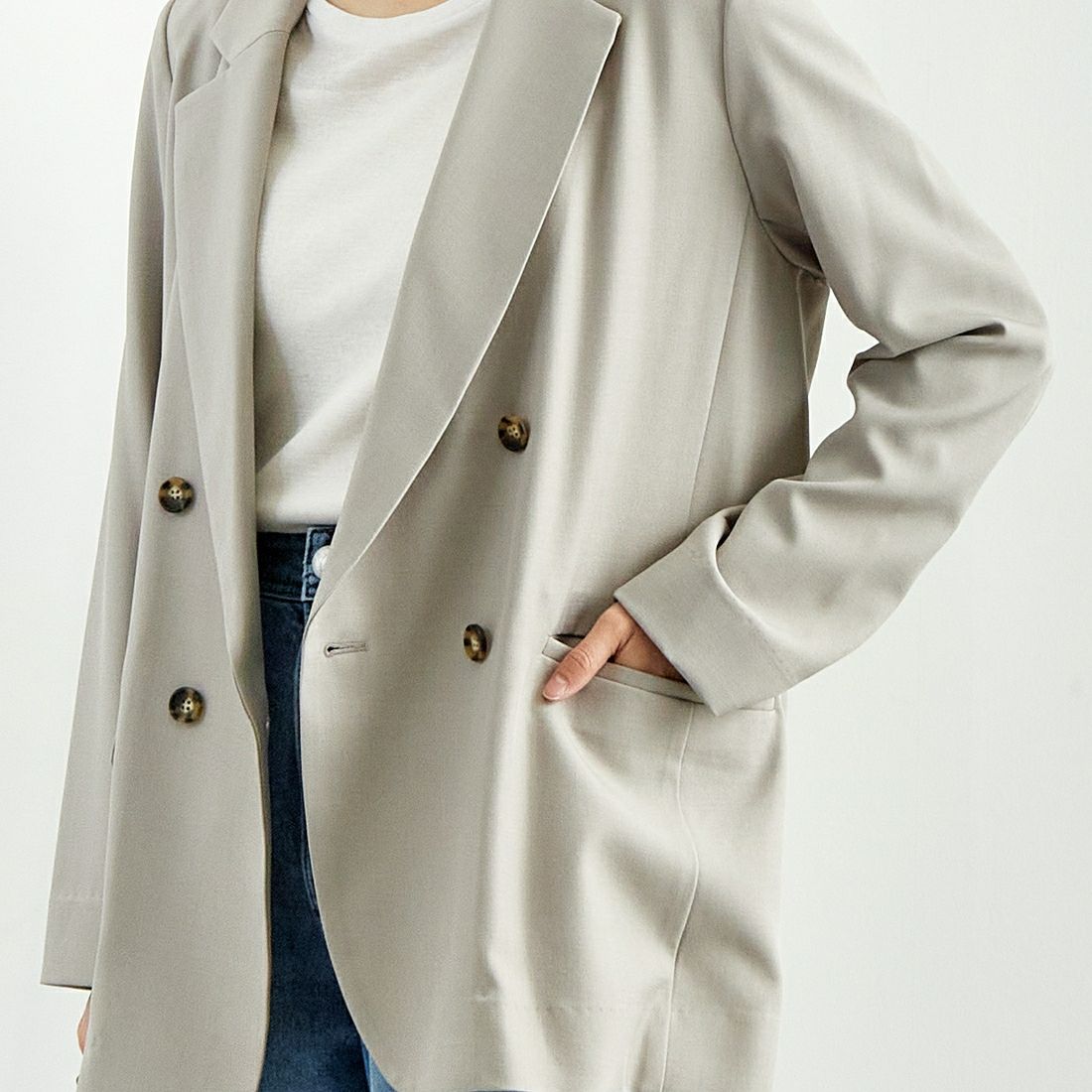 Jeans Factory Clothes [ジーンズファクトリークローズ] ダブルジャケット [8859206-01] 11 ﾗｲﾄｸﾞﾚｰ &&モデル身長：160cm 着用サイズ：F&&