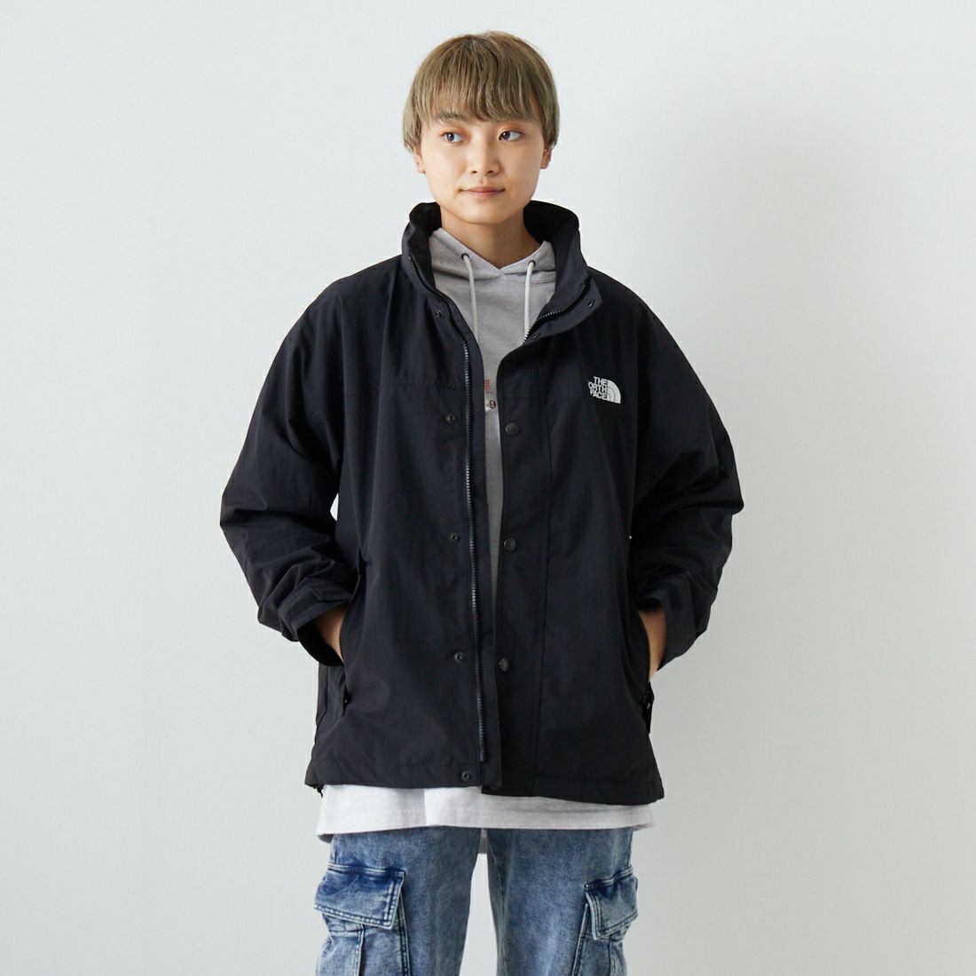 THE NORTH FACE [ザ ノースフェイス] ハイドレナウィンドジャケット [NP22550] K &&モデル身長：160cm 着用サイズ：S&&