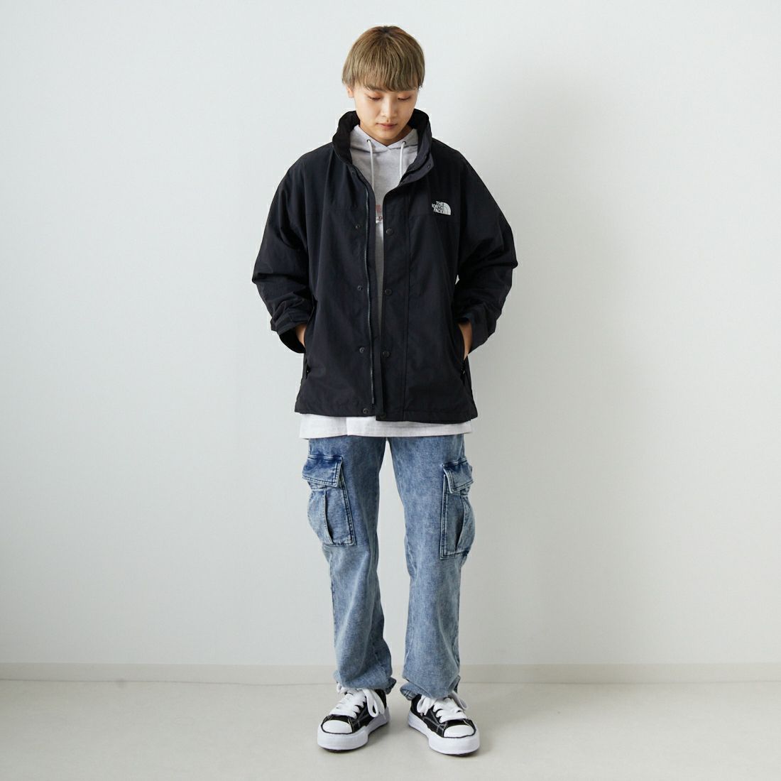 THE NORTH FACE [ザ ノースフェイス] ハイドレナウィンドジャケット [NP22550] K &&モデル身長：160cm 着用サイズ：S&&