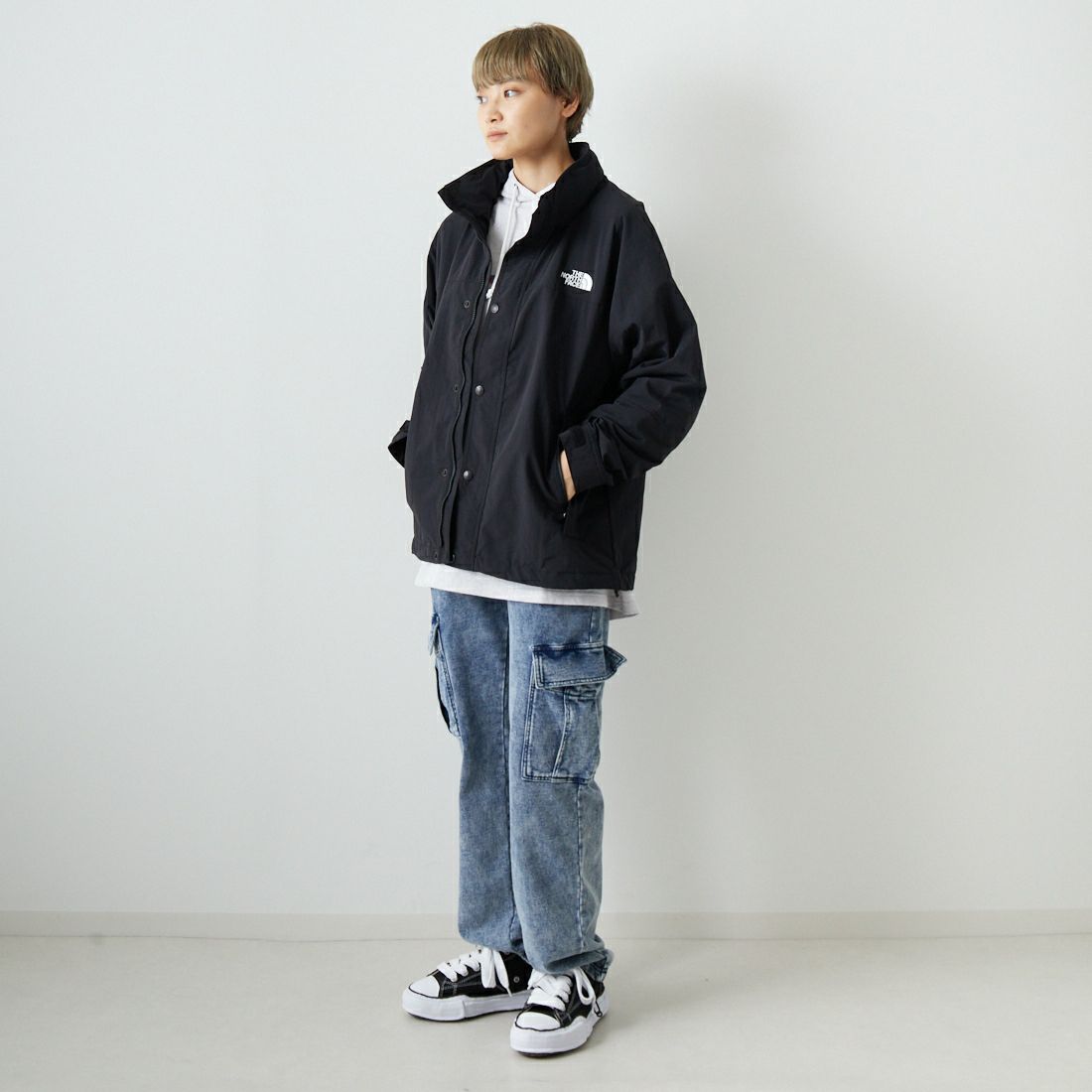 THE NORTH FACE [ザ ノースフェイス] ハイドレナウィンドジャケット [NP22550] K &&モデル身長：160cm 着用サイズ：S&&