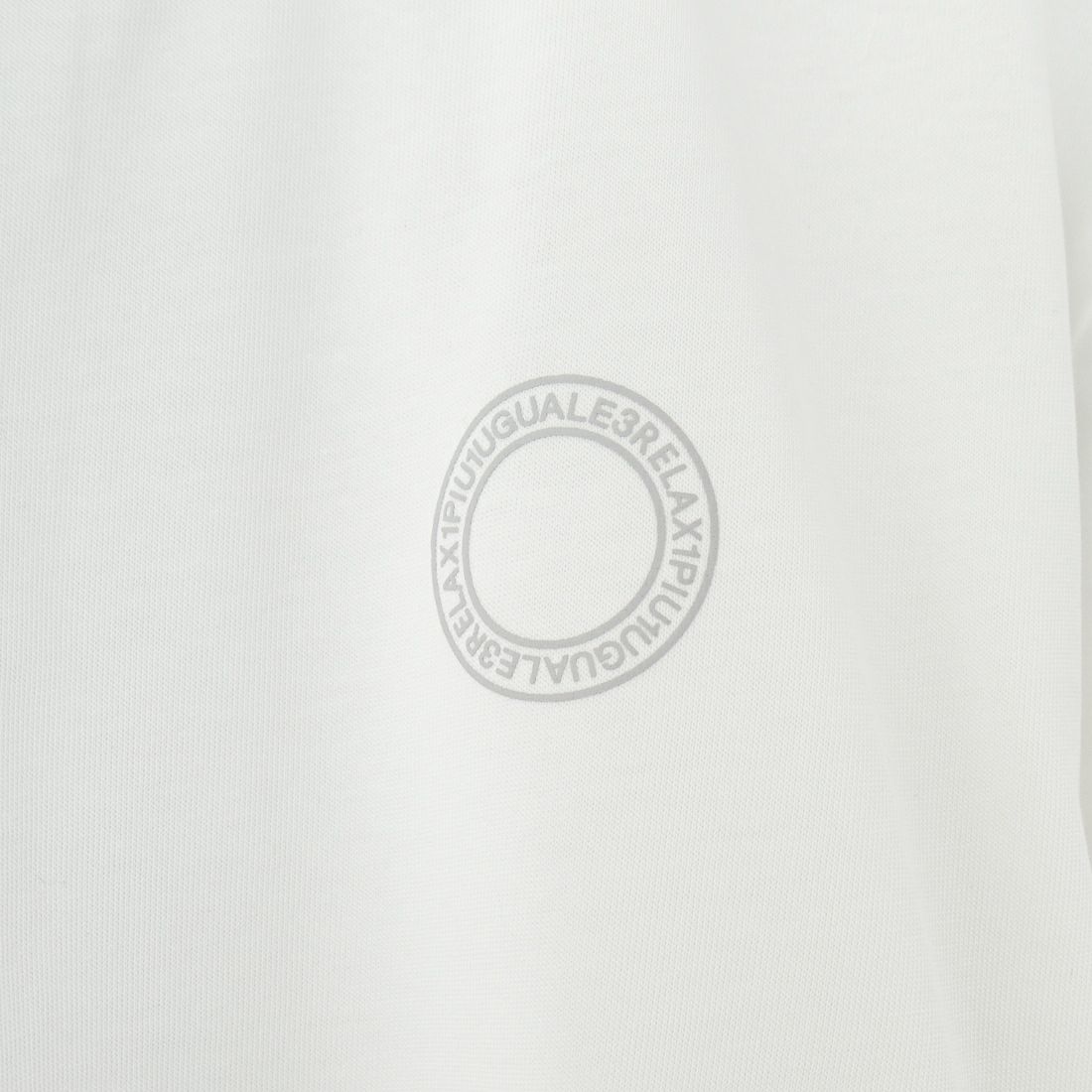 1PIU1UGUALE3 RELAX [ウノ ピゥ ウノ ウグァーレ トレ] 別注 メッシュデザイン バックプリントTシャツ [UST-25120IN-JF] WHITE