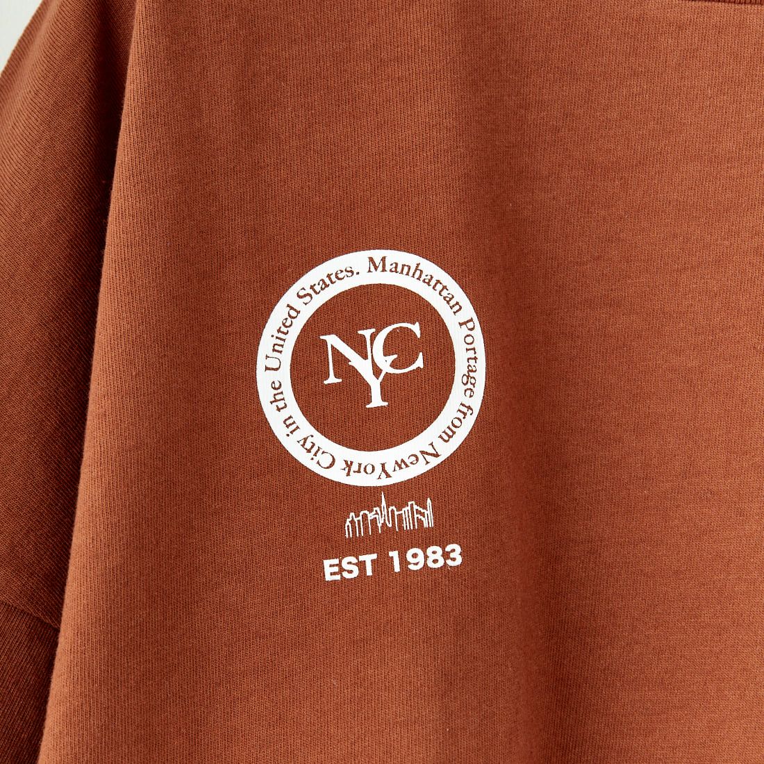 MANHATTAN PORTAGE [マンハッタンポーテージ] 別注 ショート丈 バックフォトプリントTシャツ [25SSMP-INL014-JF] BROWN