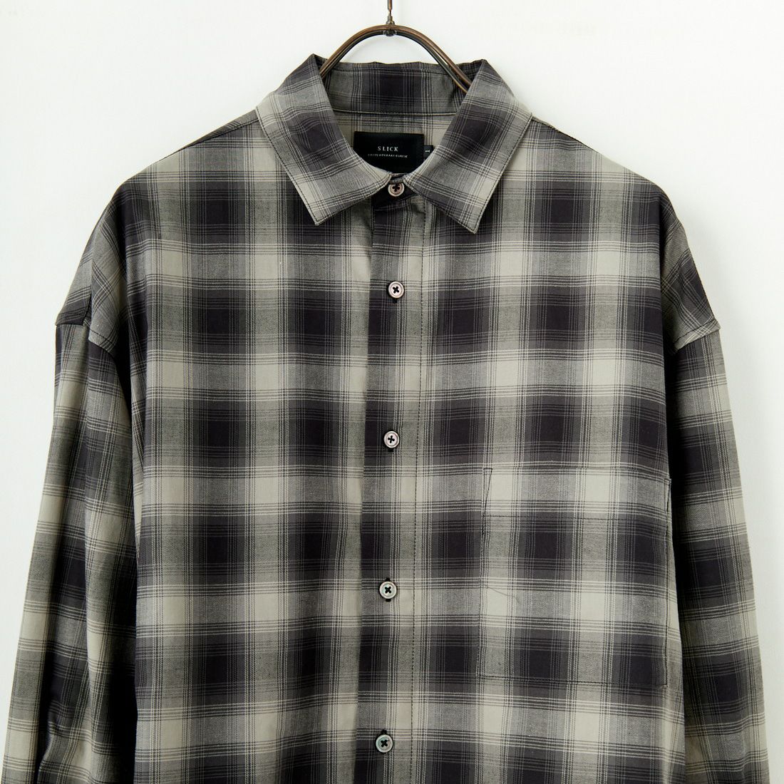 SLICK [スリック] オンブレチェックドローストリングシャツ [5155914] 805 CHARCO