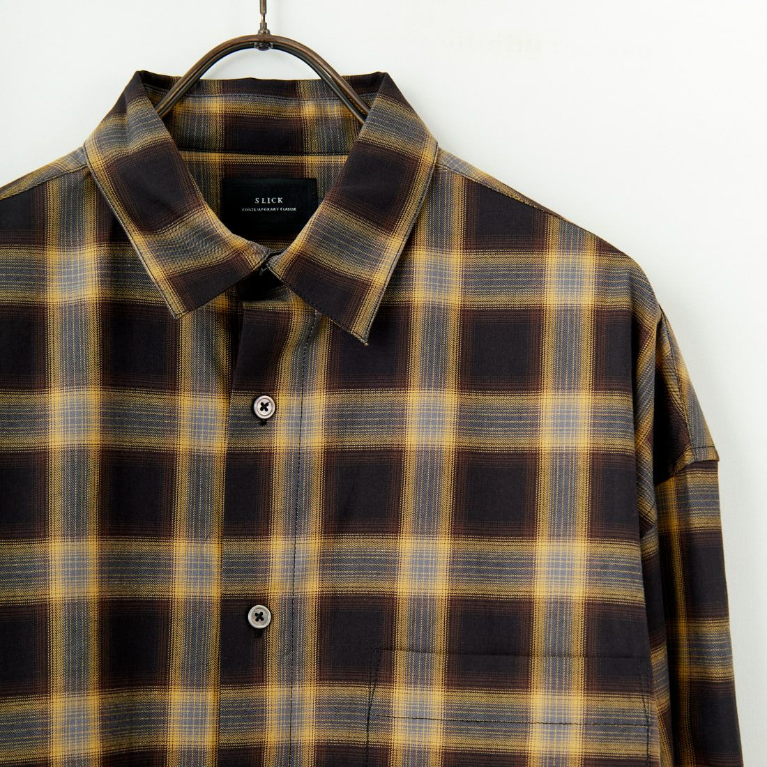 SLICK [スリック] オンブレチェックドローストリングシャツ [5155914] 700 BLACK