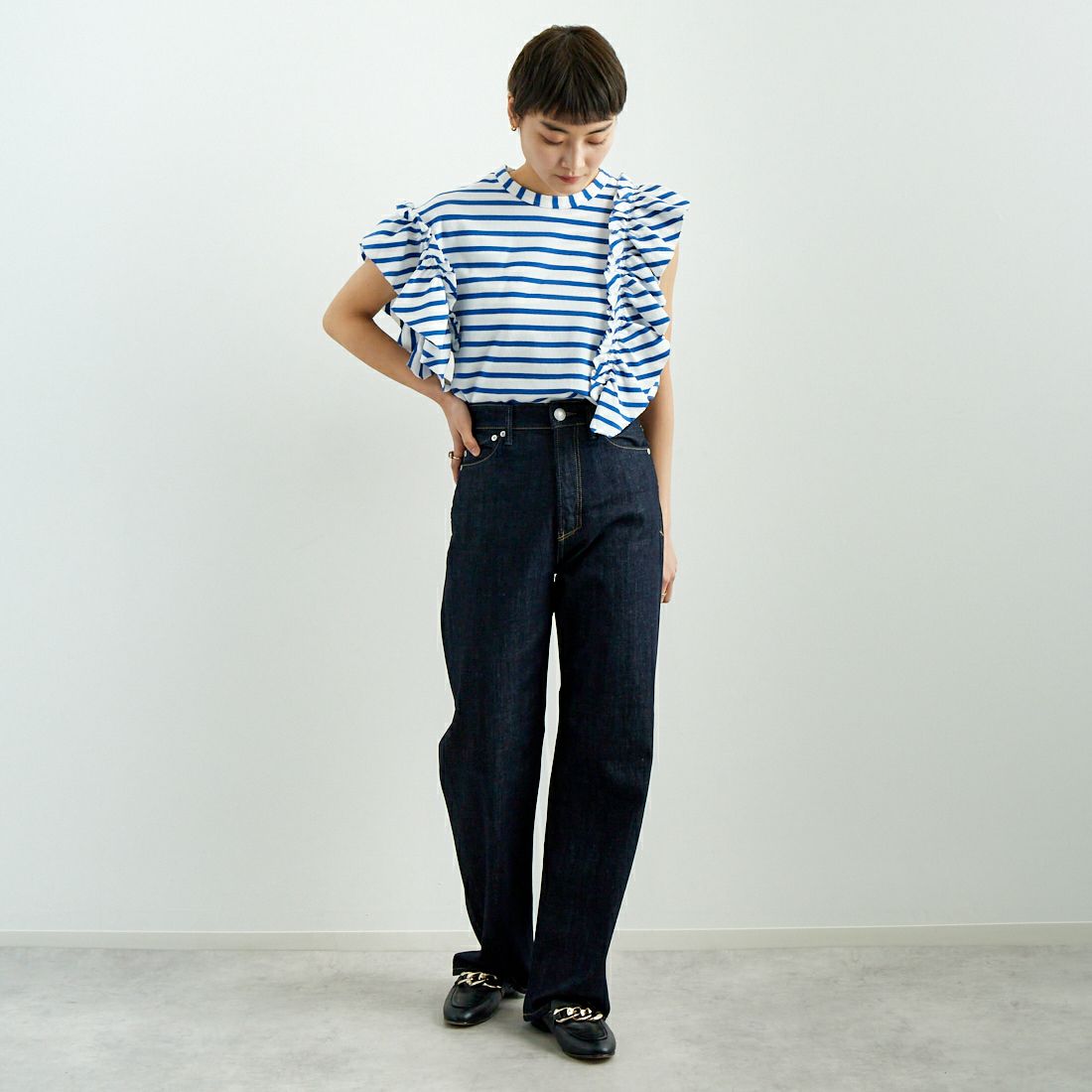 YANUK [ヤヌーク] ボーイズストレート LEA [57142230] OWI &&モデル身長：160cm 着用サイズ：24&&