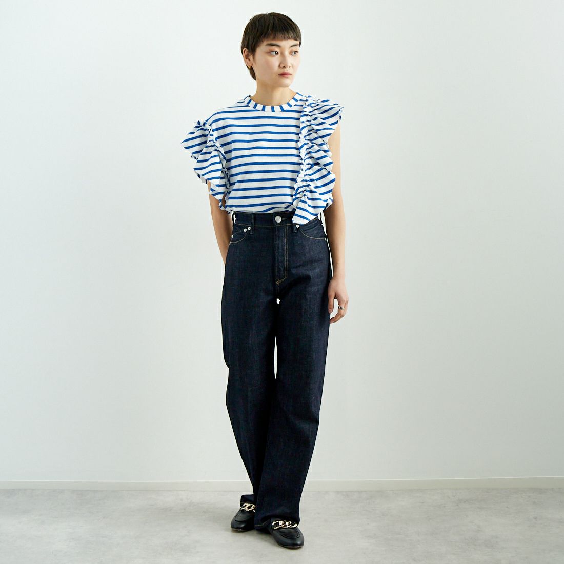 YANUK [ヤヌーク] ボーイズストレート LEA [57142230] OWI &&モデル身長：160cm 着用サイズ：24&&