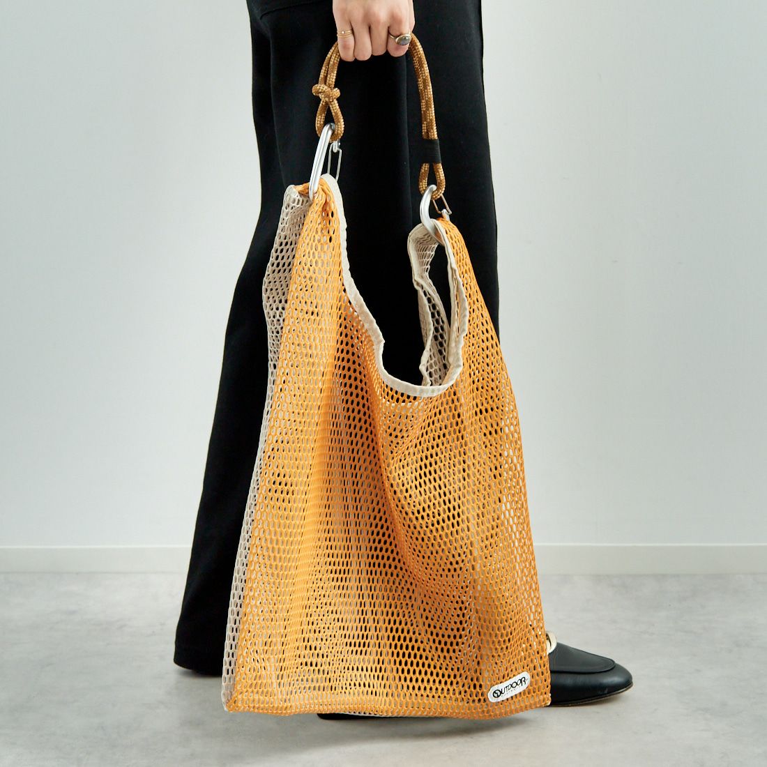 OUTDOOR PRODUCTS [アウトドアプロダクツ] メッシュショッパー M [BR-OUT-25SS02] ORANGE/BEG