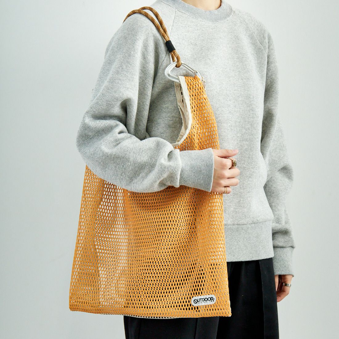 OUTDOOR PRODUCTS [アウトドアプロダクツ] メッシュショッパー M [BR-OUT-25SS02] ORANGE/BEG