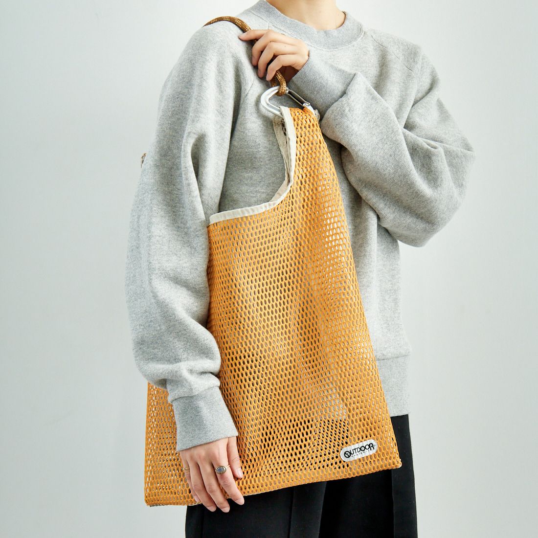 OUTDOOR PRODUCTS [アウトドアプロダクツ] メッシュショッパー M [BR-OUT-25SS02] ORANGE/BEG