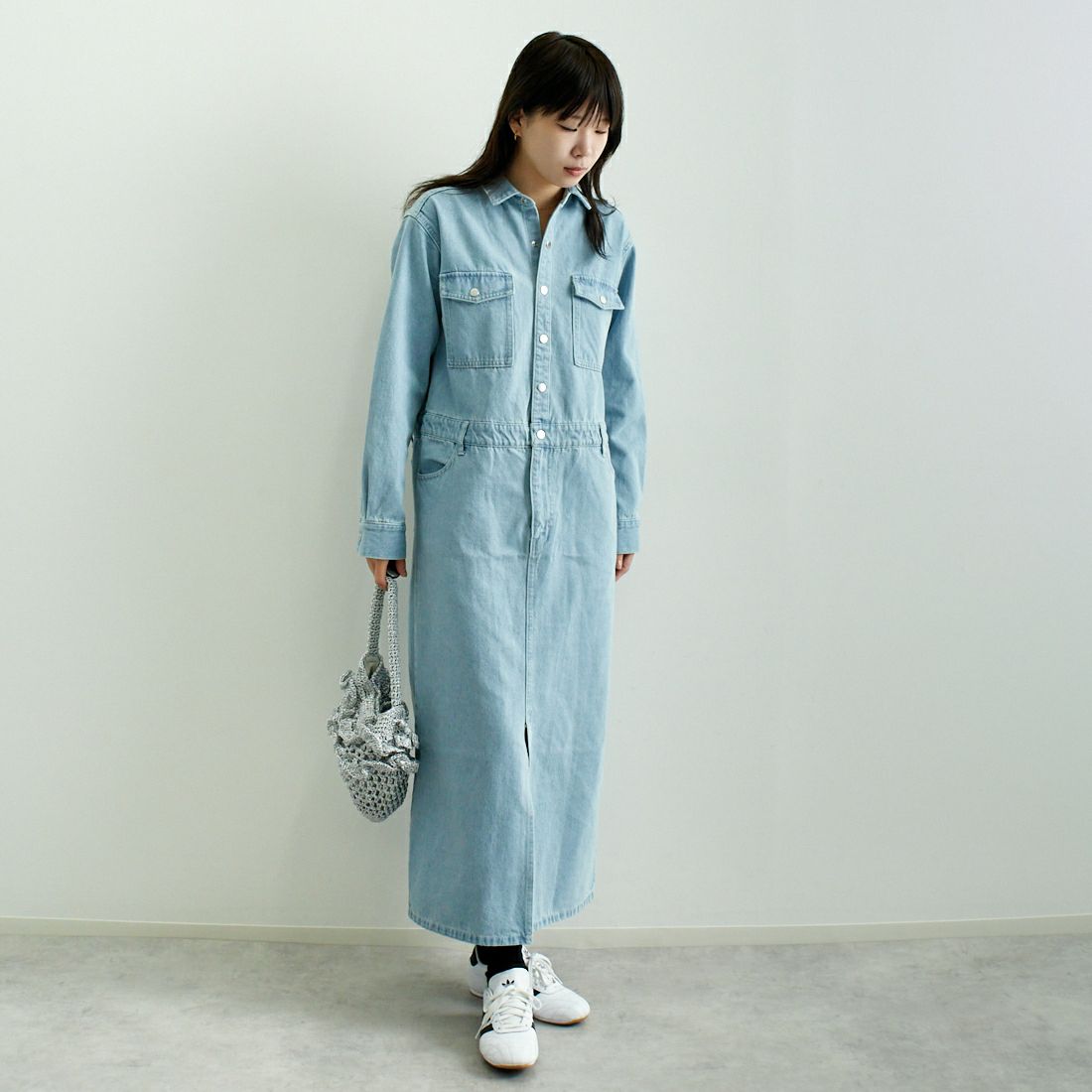 L/BLUE&&モデル身長：167cm 着用サイズ：F&&
