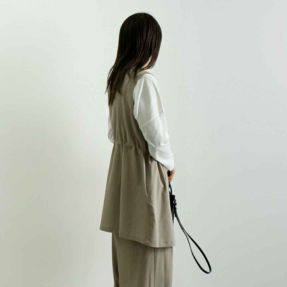 STELLA CIFFON [ステラシフォン] Worsfil ツイルジレ [ST3-25105A] 62 GRAIGE &&モデル身長：167cm 着用サイズ：36&&