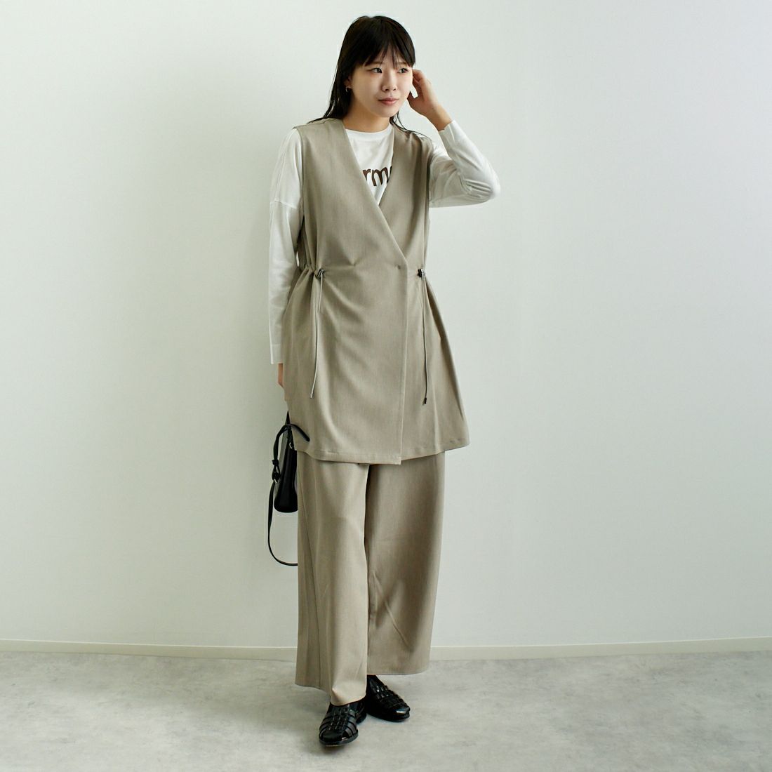 STELLA CIFFON [ステラシフォン] Worsfil ツイルジレ [ST3-25105A] 62 GRAIGE &&モデル身長：167cm 着用サイズ：36&&