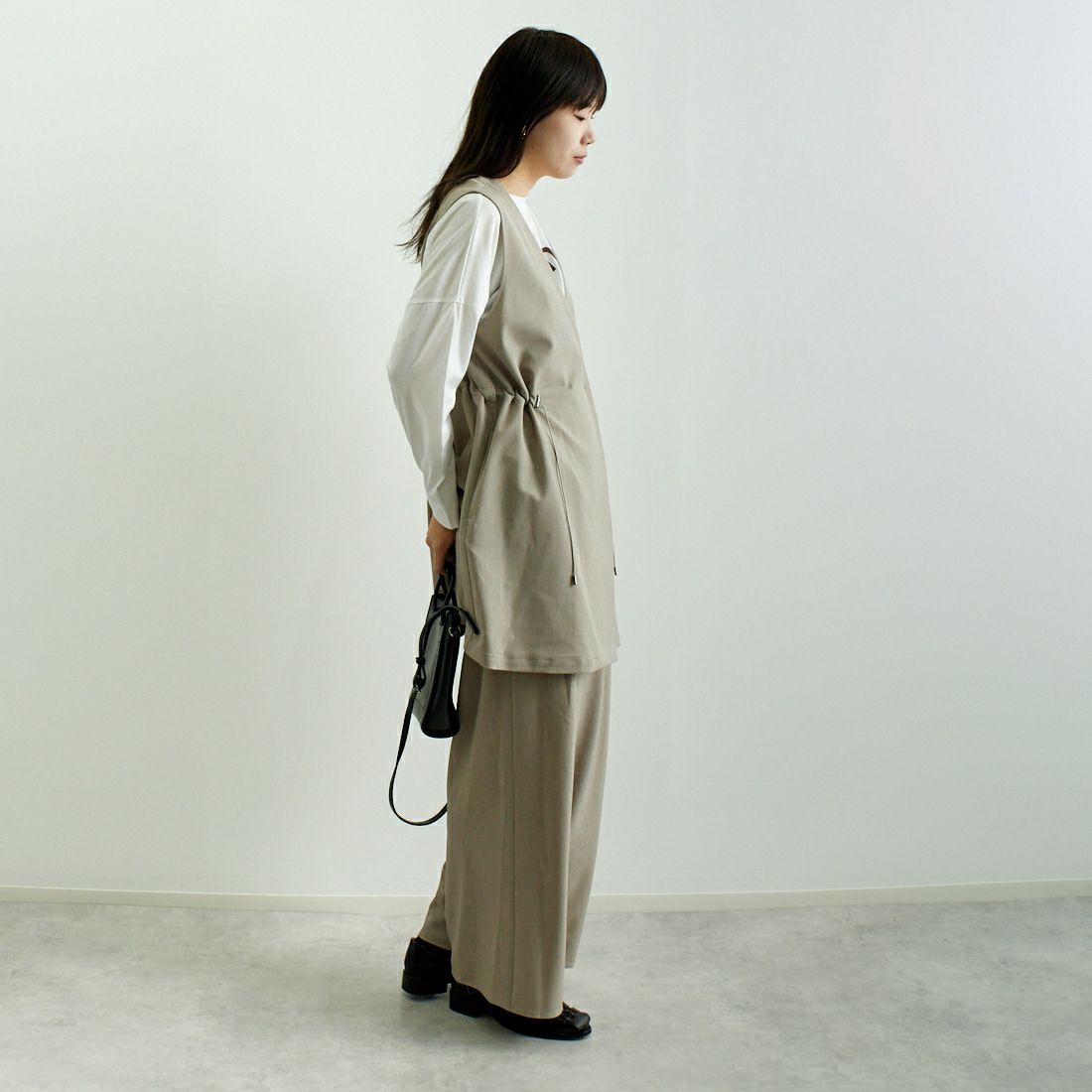 STELLA CIFFON [ステラシフォン] Worsfil ツイルジレ [ST3-25105A] 62 GRAIGE &&モデル身長：167cm 着用サイズ：36&&