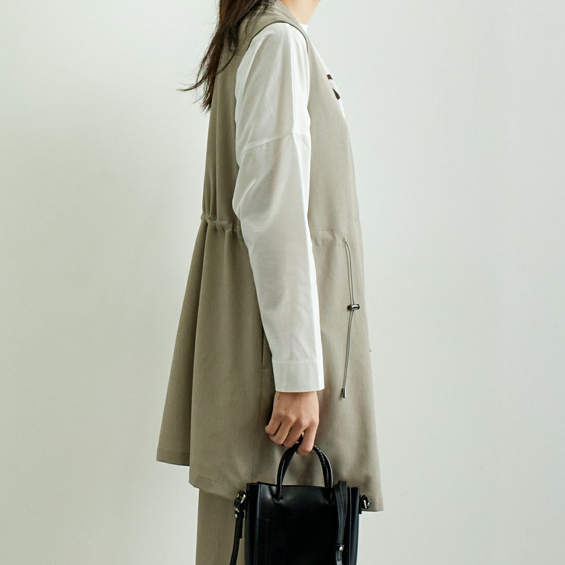 STELLA CIFFON [ステラシフォン] Worsfil ツイルジレ [ST3-25105A] 62 GRAIGE &&モデル身長：167cm 着用サイズ：36&&