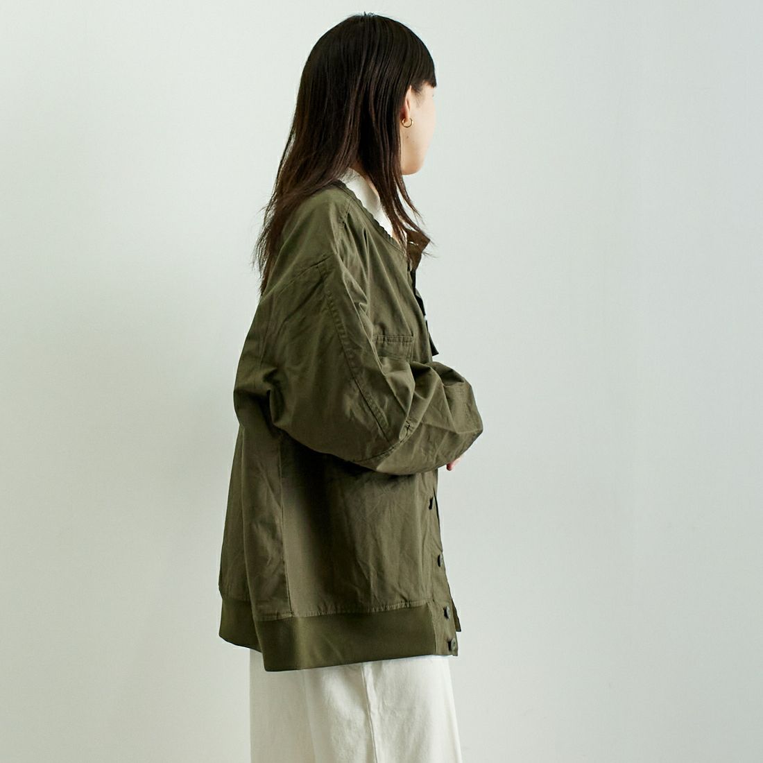 ODDMENT [オッドメント] タクティカルリップストップジャケット [TACTICAL-RIPSTOP-JKT] OLIVE &&モデル身長：167cm 着用サイズ：ONE SIZE&&