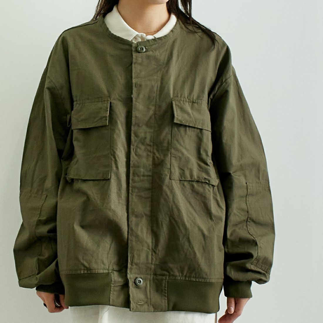 ODDMENT [オッドメント] タクティカルリップストップジャケット [TACTICAL-RIPSTOP-JKT] OLIVE &&モデル身長：167cm 着用サイズ：ONE SIZE&&
