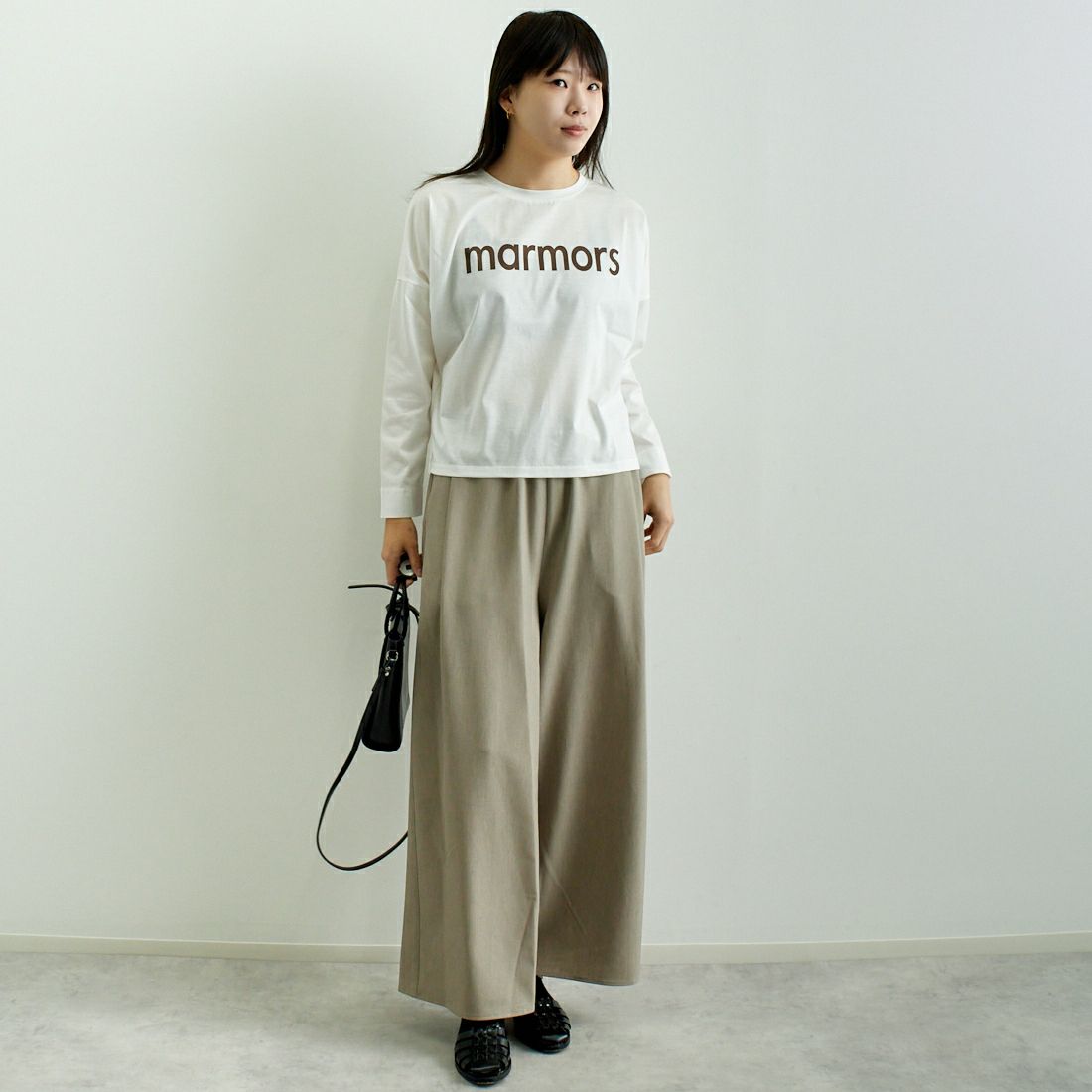 STELLA CIFFON [ステラシフォン] Worsfil ツイルワイドパンツ [ST3-25206A] 62 GRAIGE &&モデル身長：167cm 着用サイズ：36&&