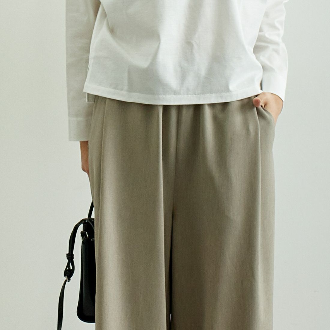 STELLA CIFFON [ステラシフォン] Worsfil ツイルワイドパンツ [ST3-25206A] 62 GRAIGE &&モデル身長：167cm 着用サイズ：36&&