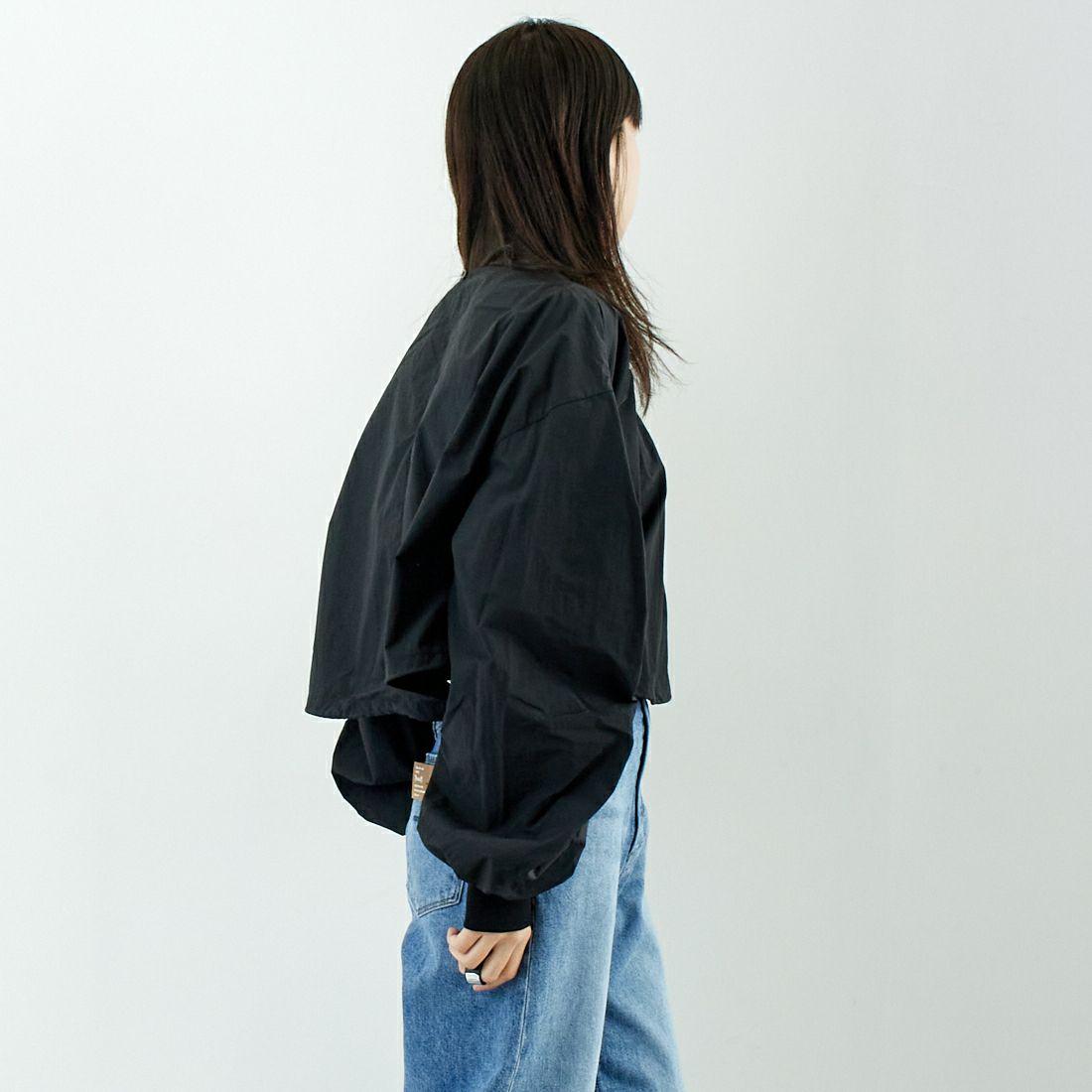 hwyl [ヒュイル] アシメギャザートップス [51285561] ﾌﾞﾗｯｸ &&モデル身長：167cm 着用サイズ：2&&