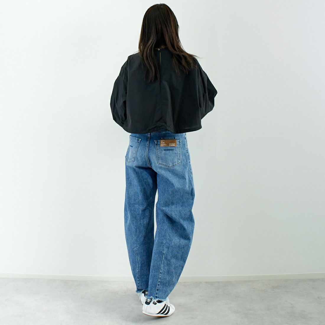 hwyl [ヒュイル] アシメギャザートップス [51285561] ﾌﾞﾗｯｸ &&モデル身長：167cm 着用サイズ：2&&