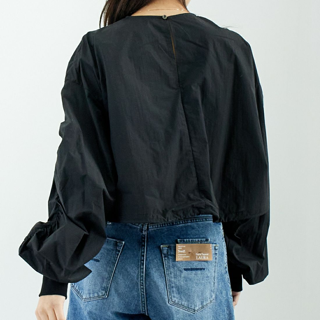 hwyl [ヒュイル] アシメギャザートップス [51285561] ﾌﾞﾗｯｸ &&モデル身長：167cm 着用サイズ：2&&