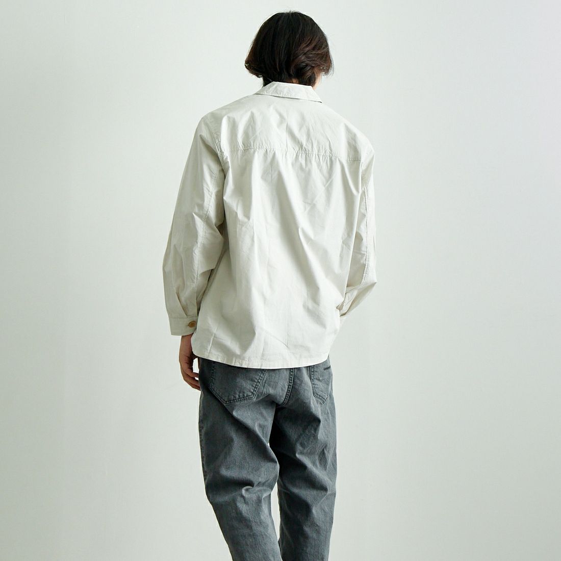 MANUAL ALPHABET [マニュアルアルファベット] タイプライターシャツジャケット [MA-J-396] LT.BEIGE &&モデル身長：179cm 着用サイズ：2&&