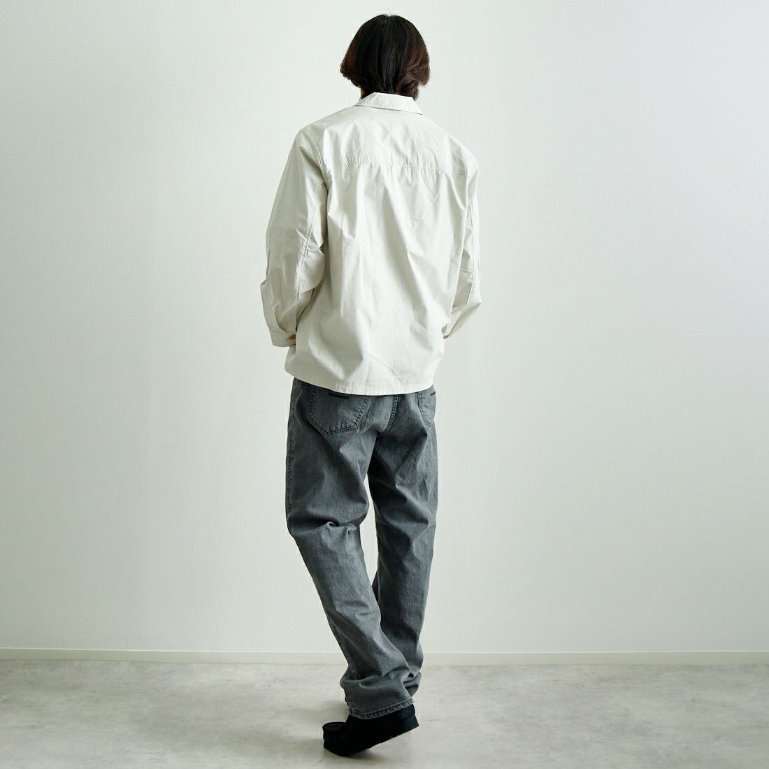 MANUAL ALPHABET [マニュアルアルファベット] タイプライターシャツジャケット [MA-J-396] LT.BEIGE &&モデル身長：179cm 着用サイズ：2&&