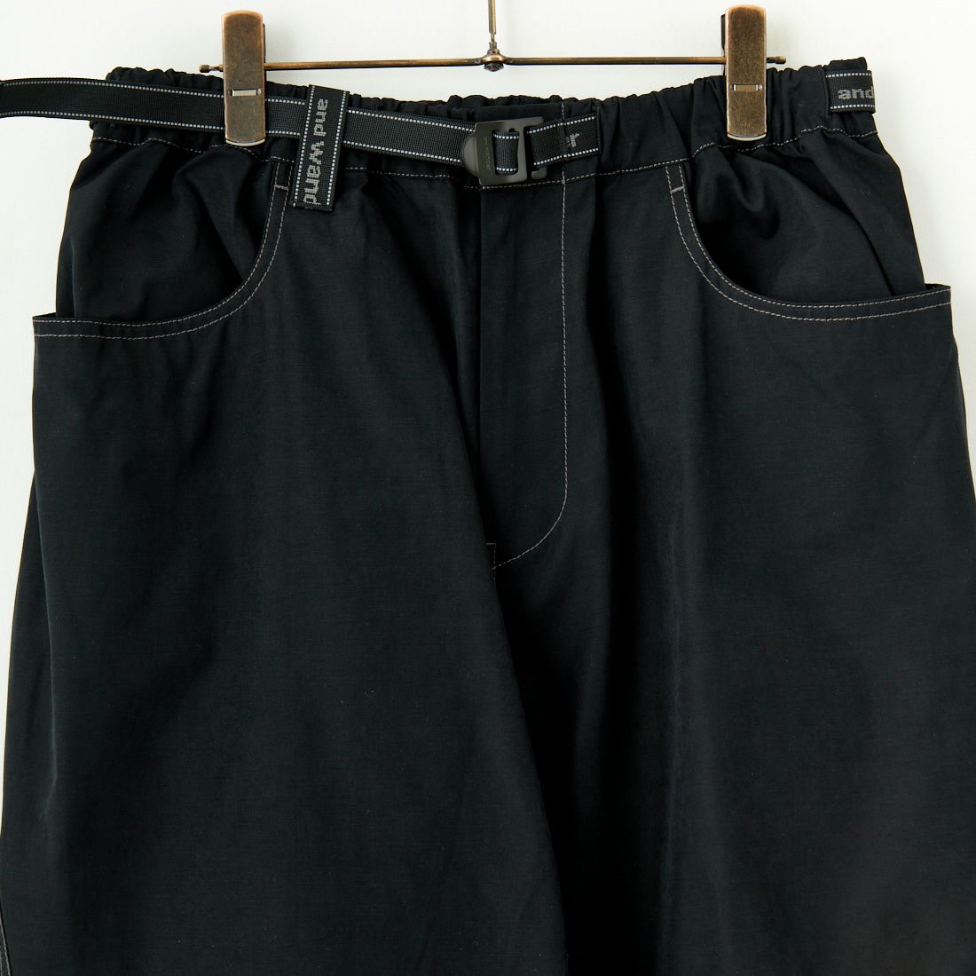 and wander [アンドワンダー] ハイカウントクロスワイドパンツ [5745182104] BLACK