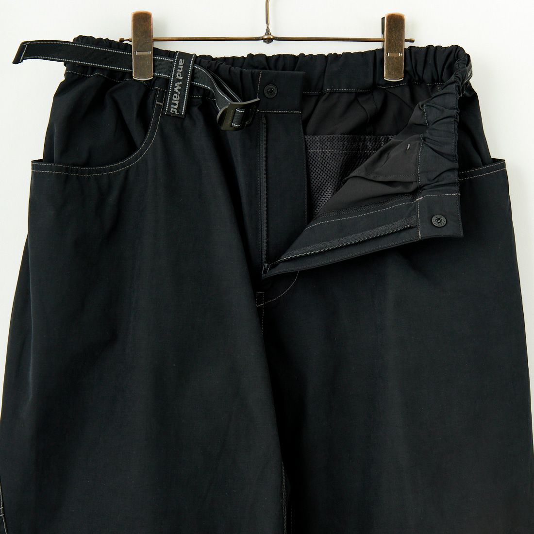 and wander [アンドワンダー] ハイカウントクロスワイドパンツ [5745182104] BLACK