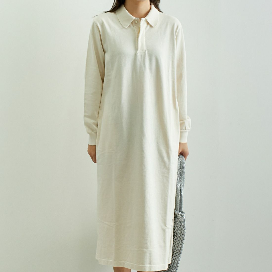 blurhms ROOTSTOCK [ブラームス ルーツストック] クラシック ラグビードレス [BROOTS25S002W] 01 D.IVORY &&モデル身長：167cm 着用サイズ：0&&