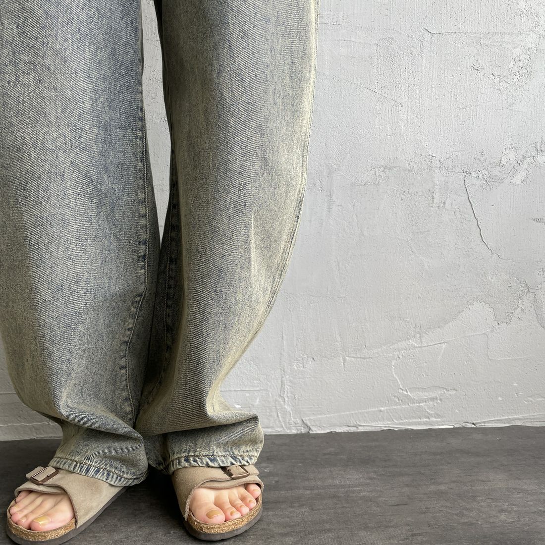 Noir Fabrik [ヌワールファブリック] カーブイージーデニムパンツ [NF-251-008] T.ACID BLU &&モデル身長：158cm 着用サイズ：M&&