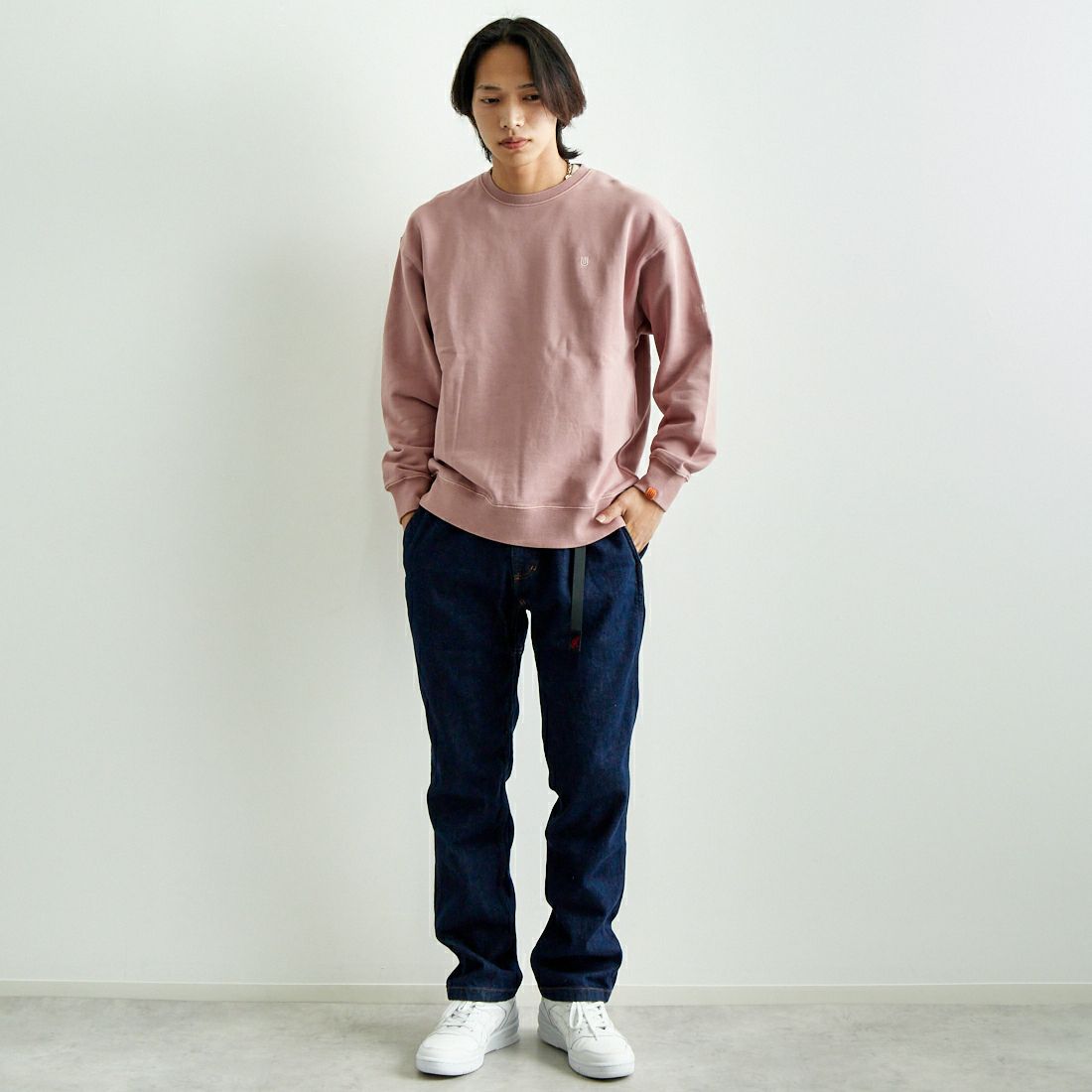 GRAMiCCi [グラミチ] ストレッチデニム NNパンツクロップド [GMP5-SJP05] ONE WASH &&モデル身長：179cm 着用サイズ：L&&