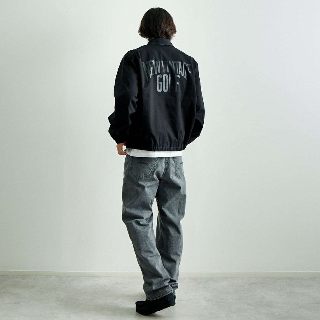 NEW VINTAGE GOLF [ニュービンテージゴルフ] クラシックスイングトップ [NVG-0309] BLACK &&モデル身長：179cm 着用サイズ：L&&