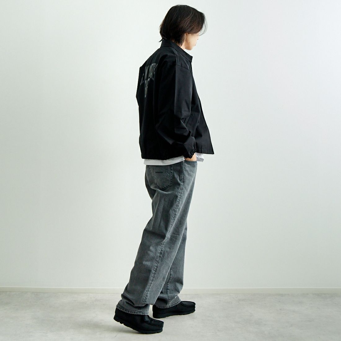 YANUK [ヤヌーク] ワイドストレート Roomy [57251014] WGR &&モデル身長：179cm 着用サイズ：L&&