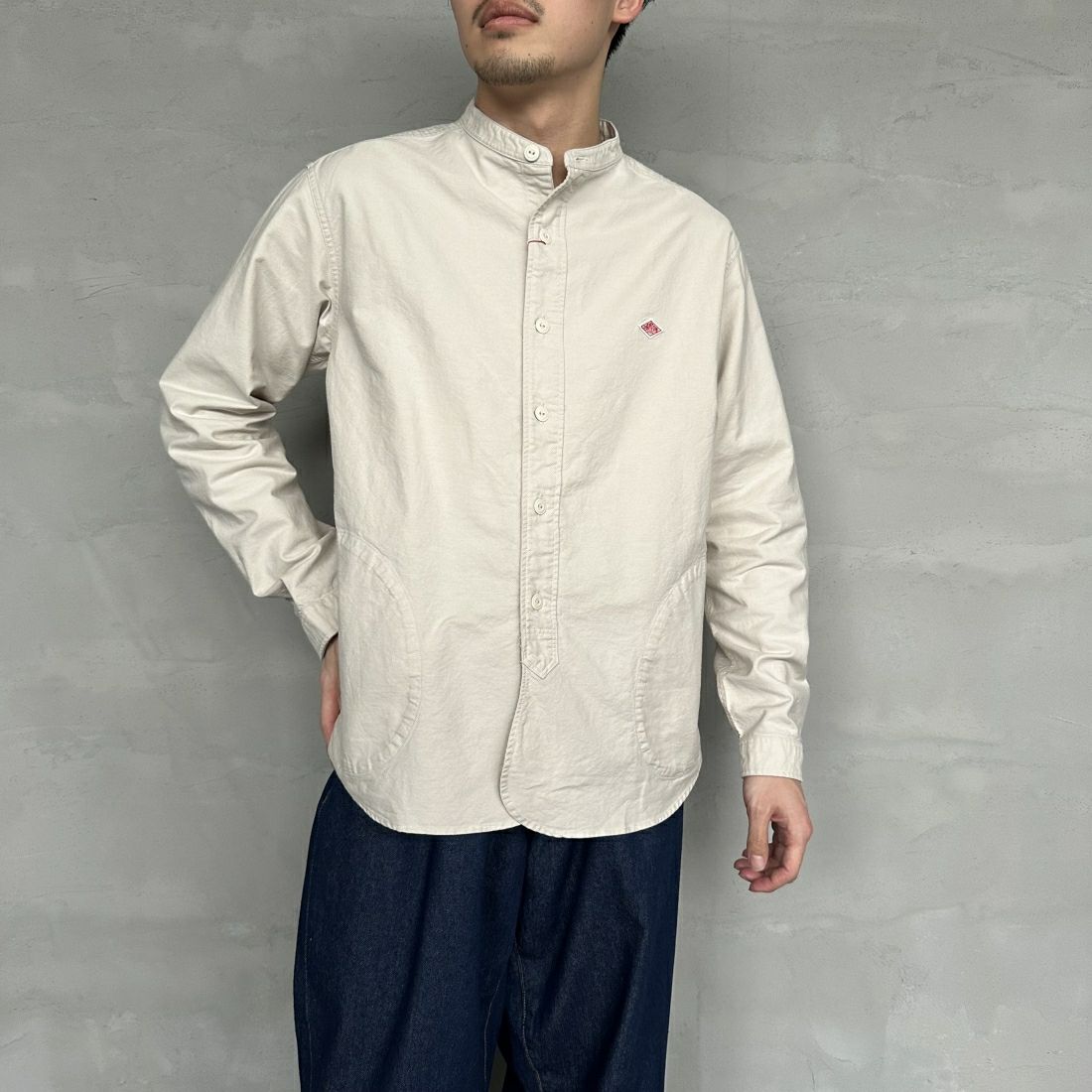 DANTON [ダントン] オックスフォード バンドカラーシャツ [DT-B0280SOX] OYSTER &&モデル身長：168cm 着用サイズ：40&&