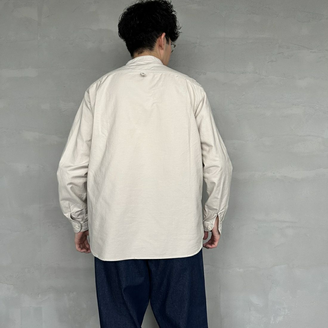 DANTON [ダントン] オックスフォード バンドカラーシャツ [DT-B0280SOX] OYSTER &&モデル身長：168cm 着用サイズ：40&&
