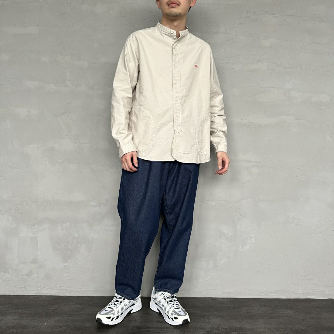 DANTON [ダントン] オックスフォード バンドカラーシャツ [DT-B0280SOX] OYSTER &&モデル身長：168cm 着用サイズ：40&&