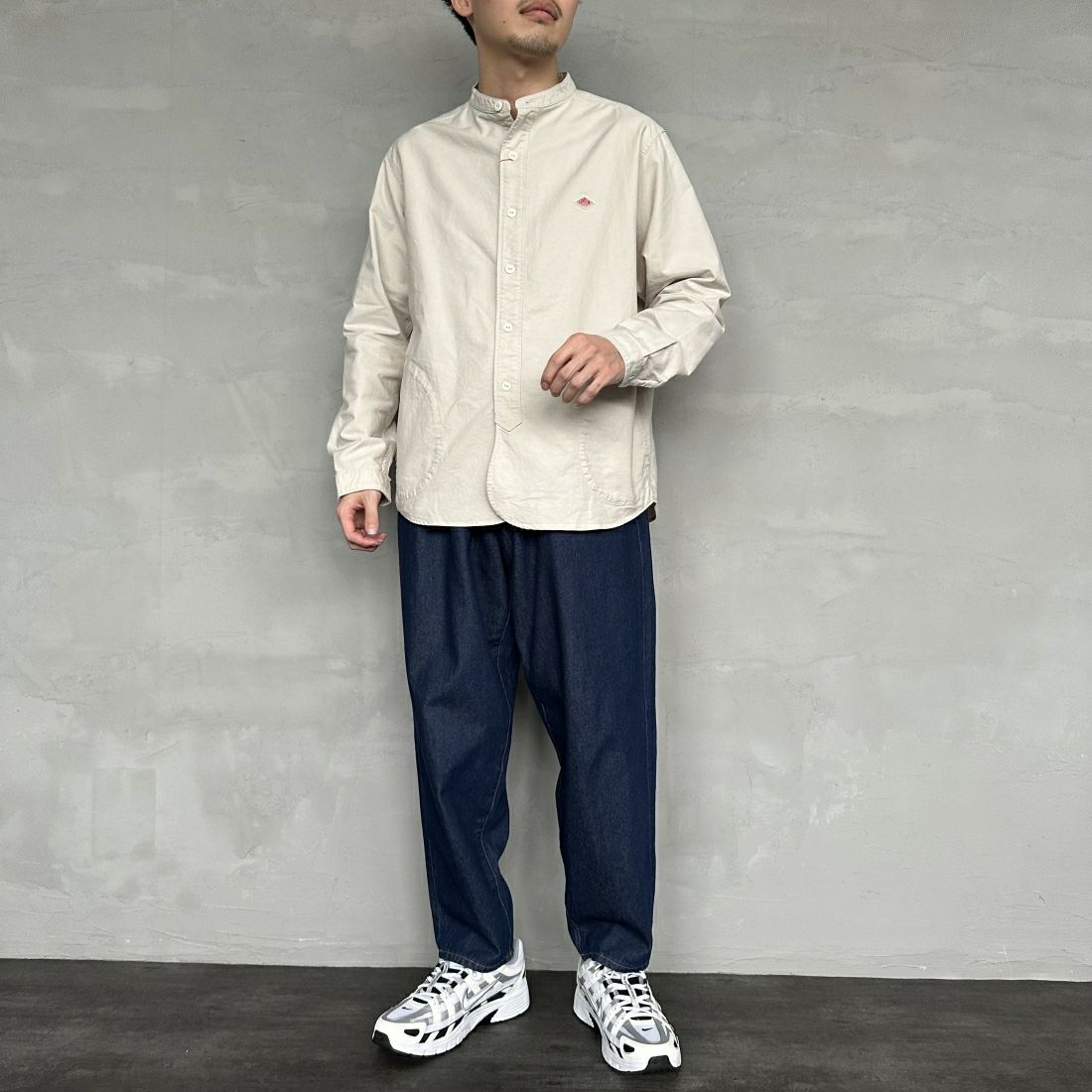 DANTON [ダントン] オックスフォード バンドカラーシャツ [DT-B0280SOX] OYSTER &&モデル身長：168cm 着用サイズ：40&&