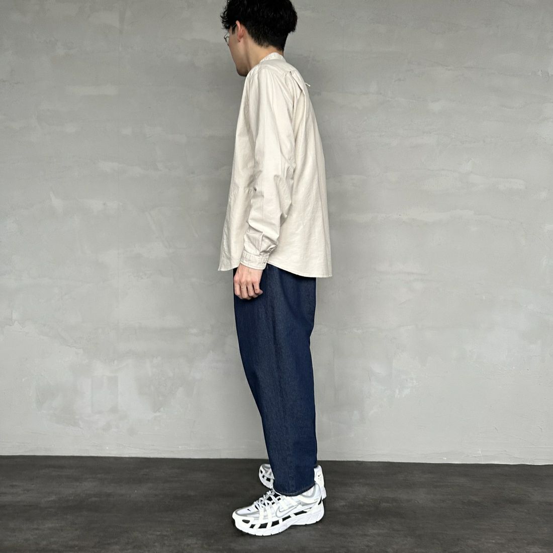 DANTON [ダントン] オックスフォード バンドカラーシャツ [DT-B0280SOX] OYSTER &&モデル身長：168cm 着用サイズ：40&&