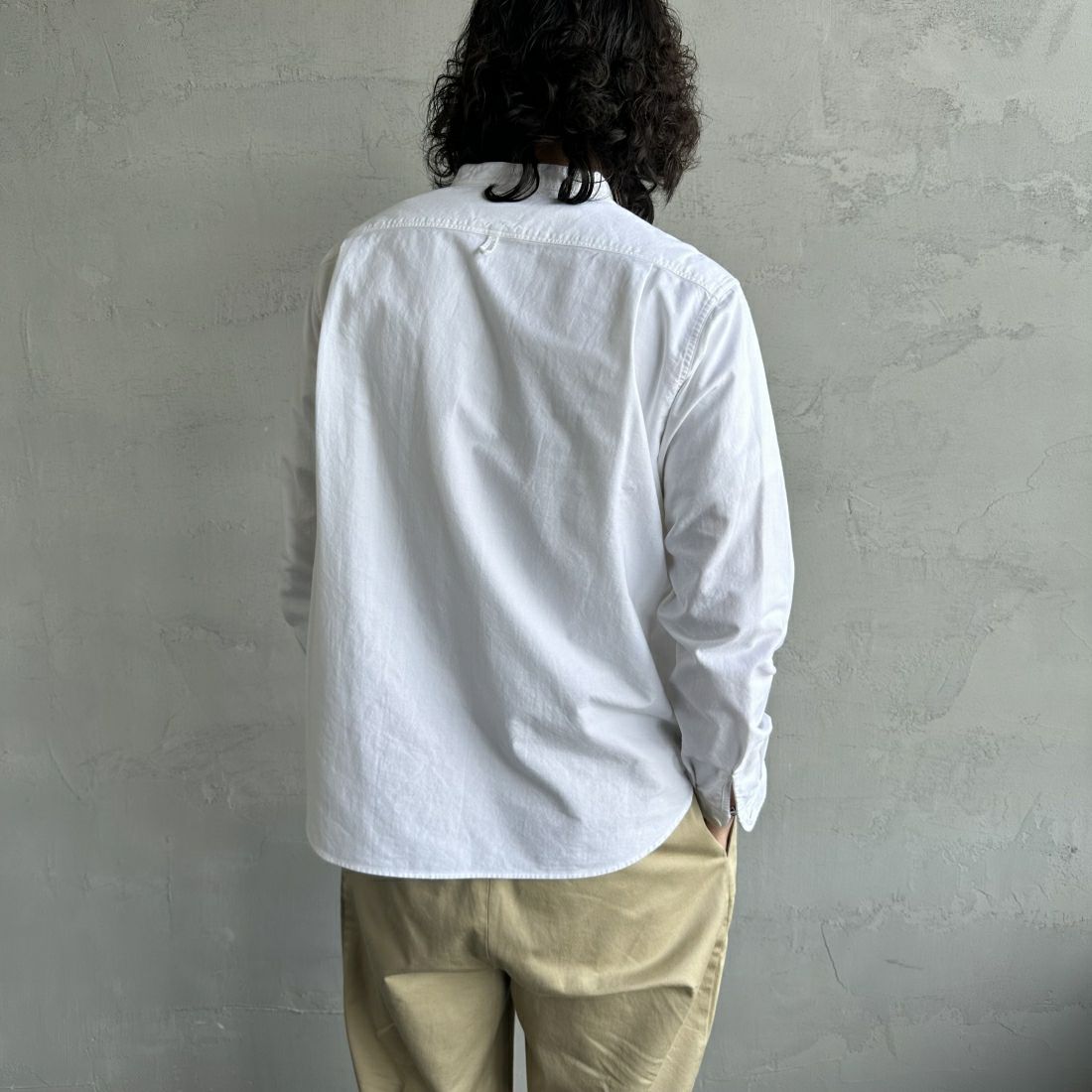 DANTON [ダントン] オックスフォード バンドカラーシャツ [DT-B0280SOX] WHITE &&モデル身長：173cm 着用サイズ：38&&