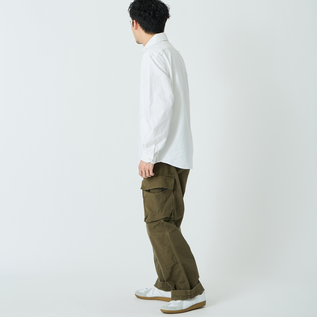 DANTON [ダントン] オックスフォード ラウンドカラーシャツ [DT-B0282SOX] OYSTER &&モデル身長：168cm 着用サイズ：40&&