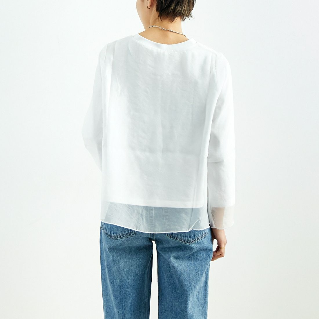 Kelen [ケレン] レイヤードデザイントップス [LKL24HBL2109] OFF WHITE &&モデル身長：160cm 着用サイズ：M&&