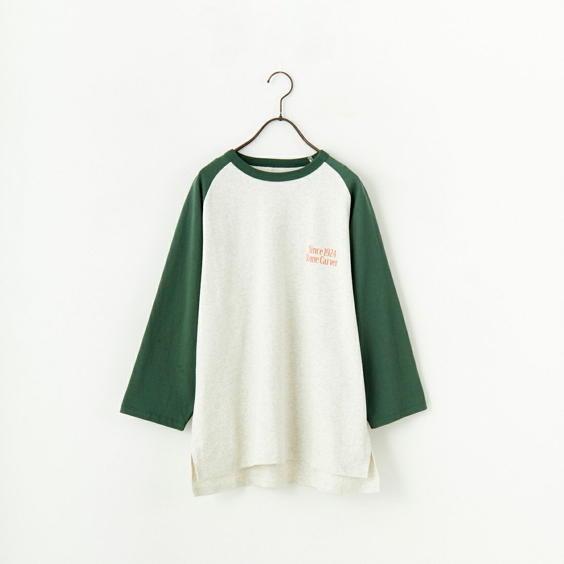 UNIVERSAL OVERALL [ユニバーサルオーバーオール] 別注 ラグランプリント7SLTシャツ SoneCarver [U2512210IN-JF] OAT/GRN